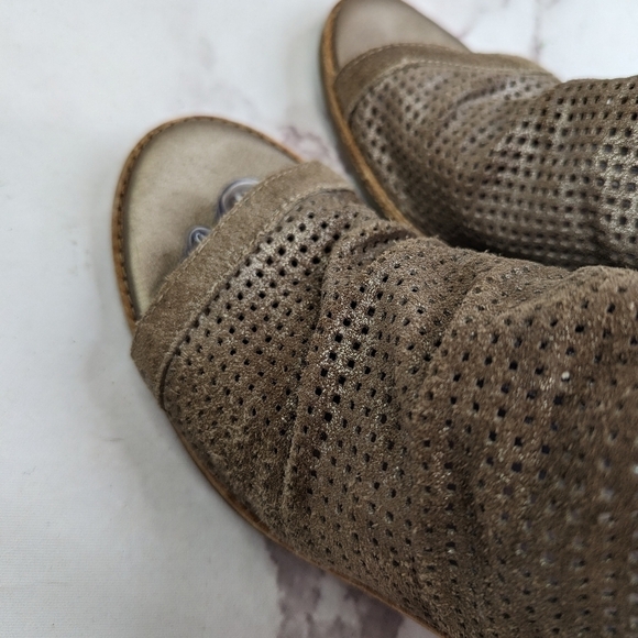 Sofft Booties Womens 8 Brown Open Toe Cage Leather Peep Toe Shimmer - Picture 6 of 11